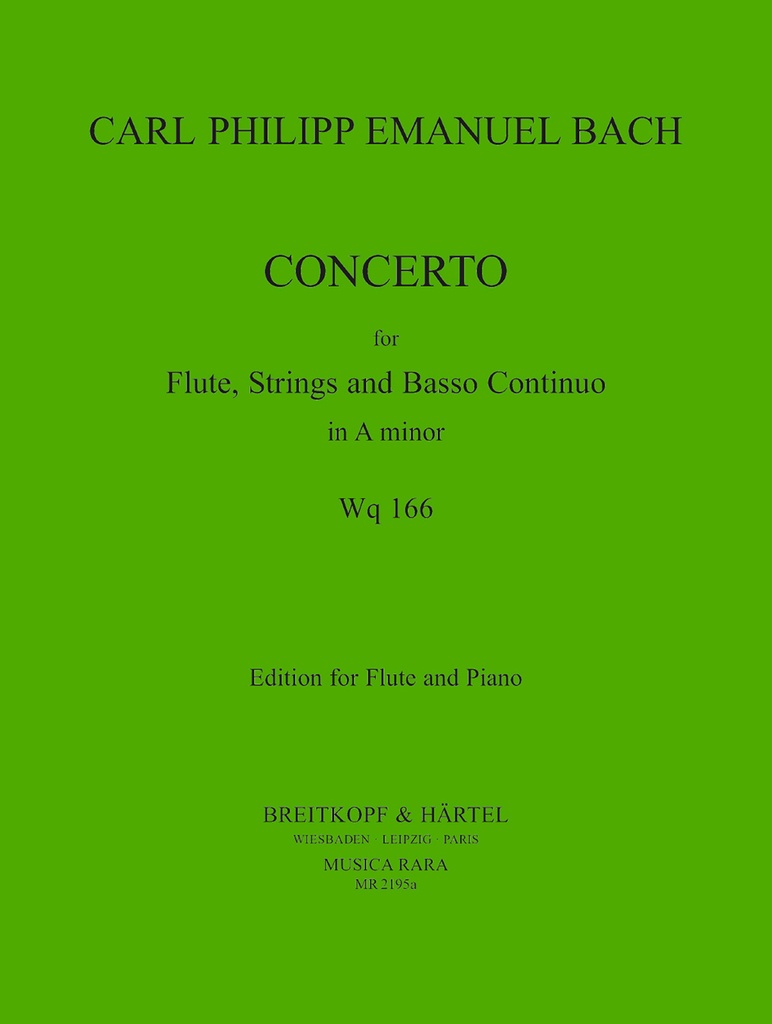 Flute Concerto in A minor, Wq.166 (Piano reduction)