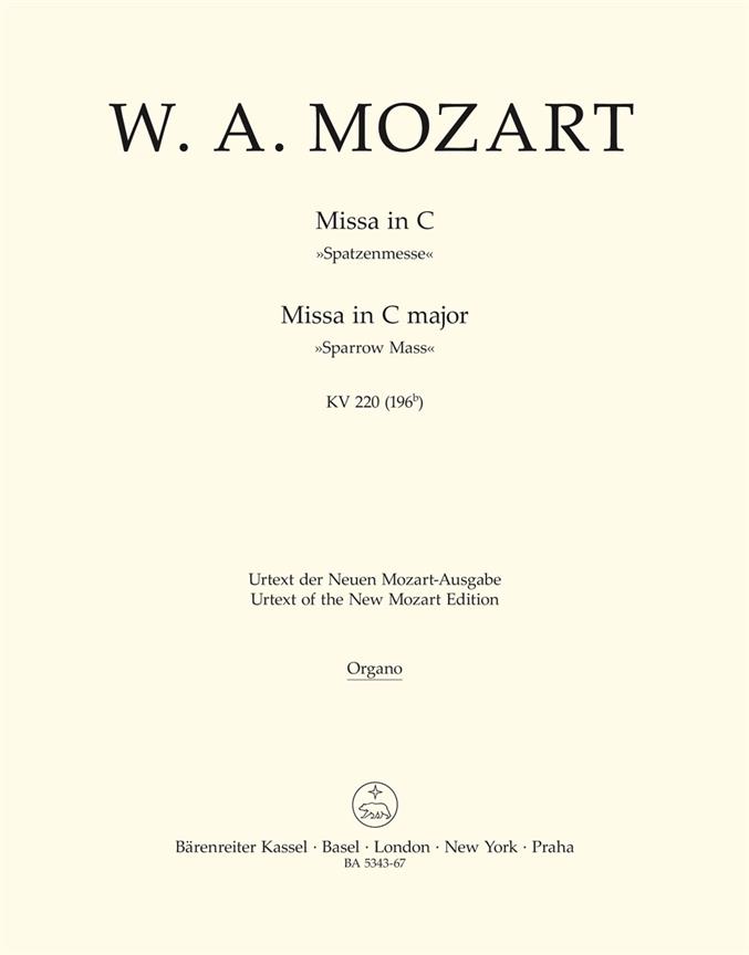Missa C major, KV.220 (196b) 'Sparrow Mass' (Organ part)