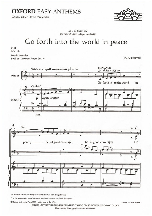 Go Forth into the World in Peace (Vocal score)