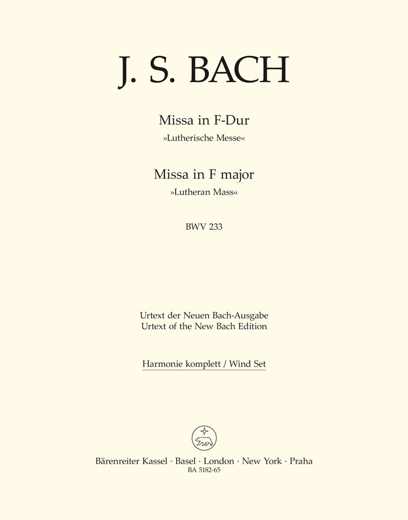 Mass F major, BWV.233 'Lutheran Mass 1'  (Wind parts)