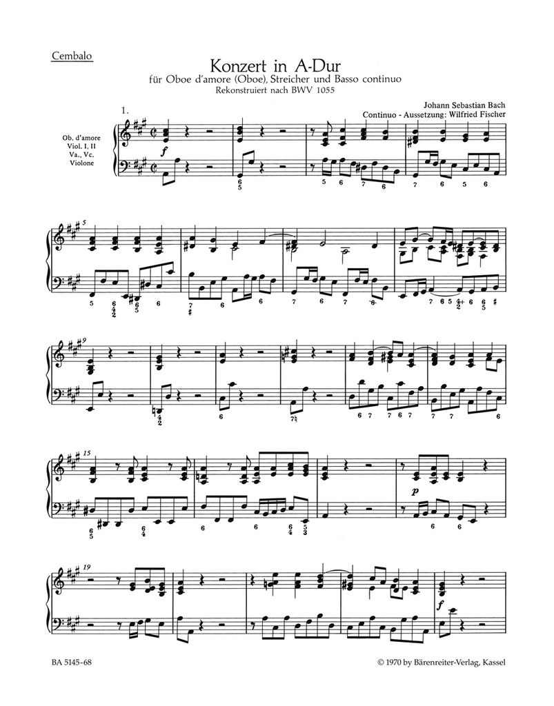 Konzert für Oboe d'amore (Oboe) A-Dur (Cembalo)
