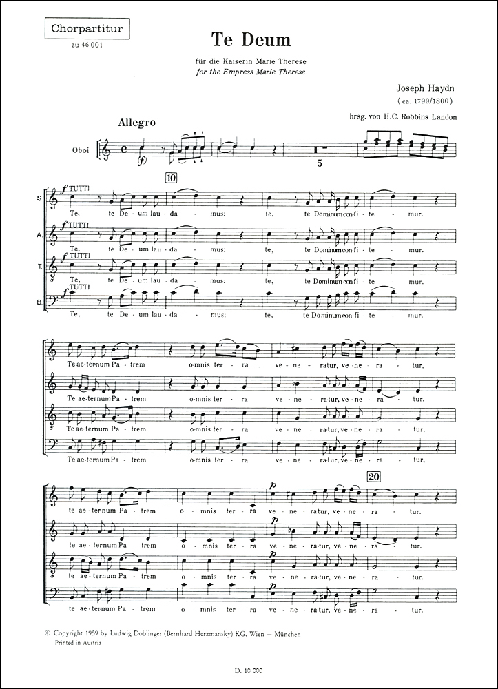 Te Deum in C-dur (Choral score)