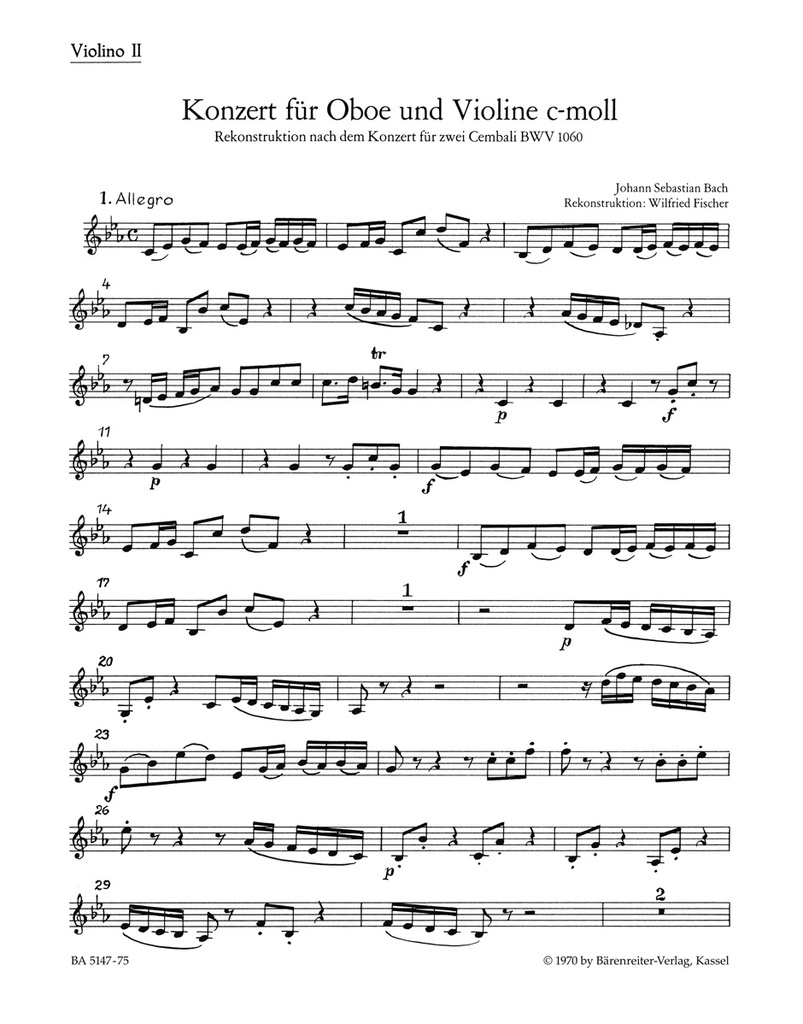 Concerto c minor nach BWV.1060 (Violin 2 part)