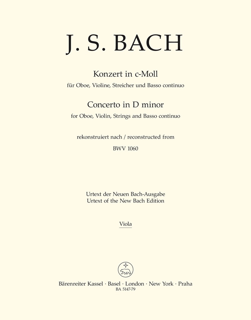 Concerto c minor nach BWV.1060 (Viola part)