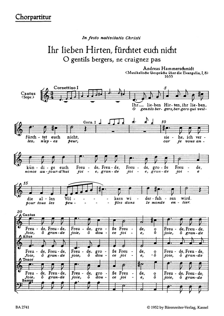 Ihr lieben Hirten (Chorus Score)