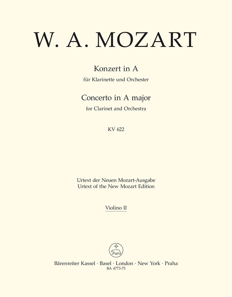 Concerto A major, KV.622 (Violin 2 part)