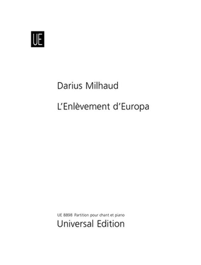 3 Opéras-Minutes: 1. L'Enlèvement d'Europe (Vocal score)