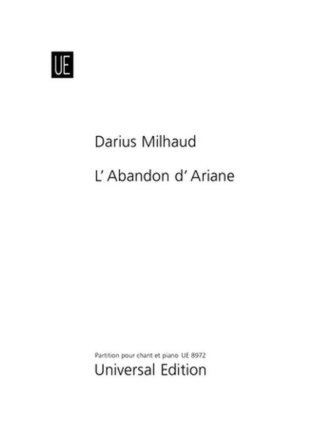 3 Opéras-Minutes: 2. L'abandon d'Ariane (Vocal score)