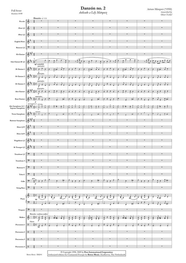 Danzon No.2 (Score & parts)
