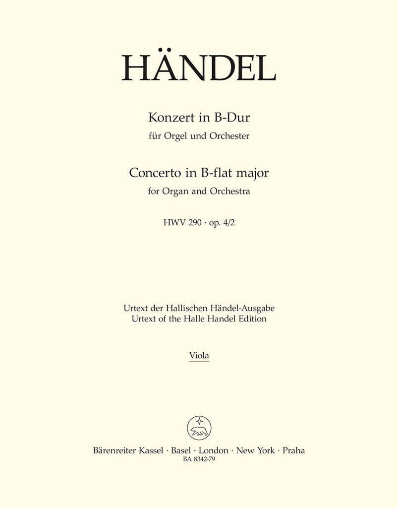 Concerto B major, Op.4/2, HWV.290 (Viola part)
