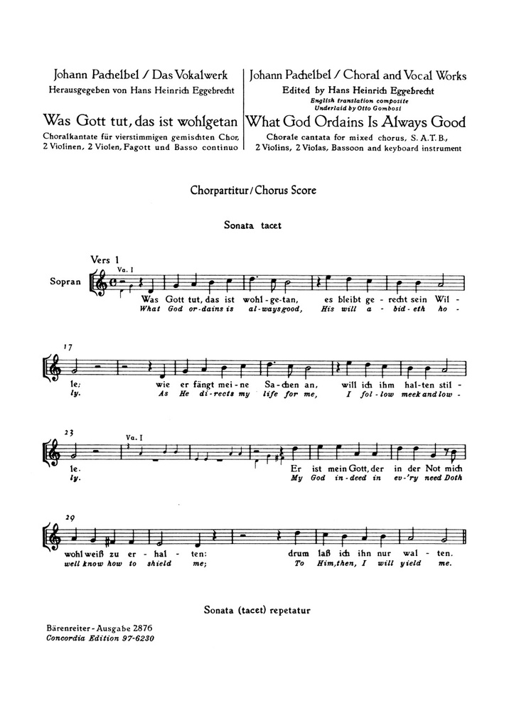 Was Gott tut, das ist wohlgetan (Choral score)
