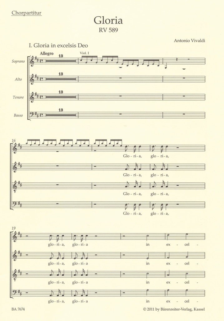 Gloria, RV.589 (Choral score)