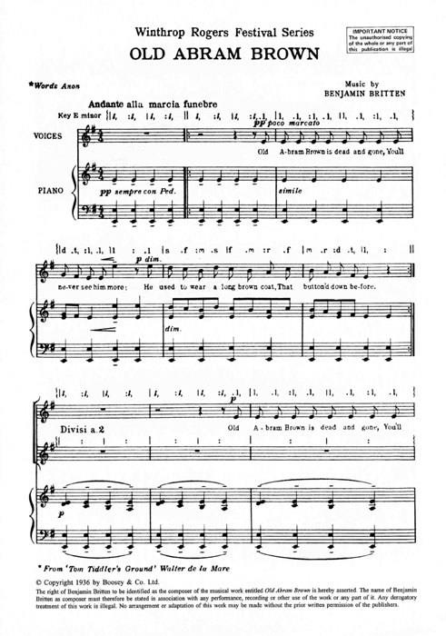 Friday Afternoons, Op.7 No.12: Old Abram Brown