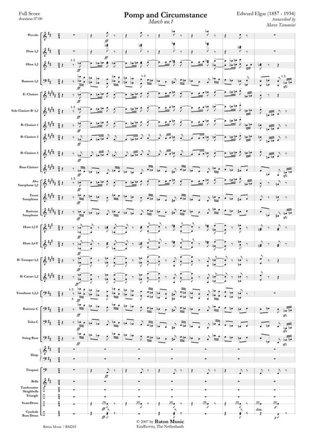 Pomp and Circumstances, March Nr.1 (Score + Parts)