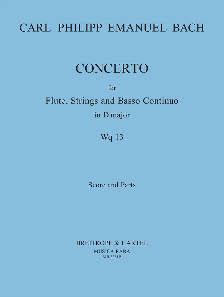 Flute concerto in D major, Wq.13 (Score and parts)
