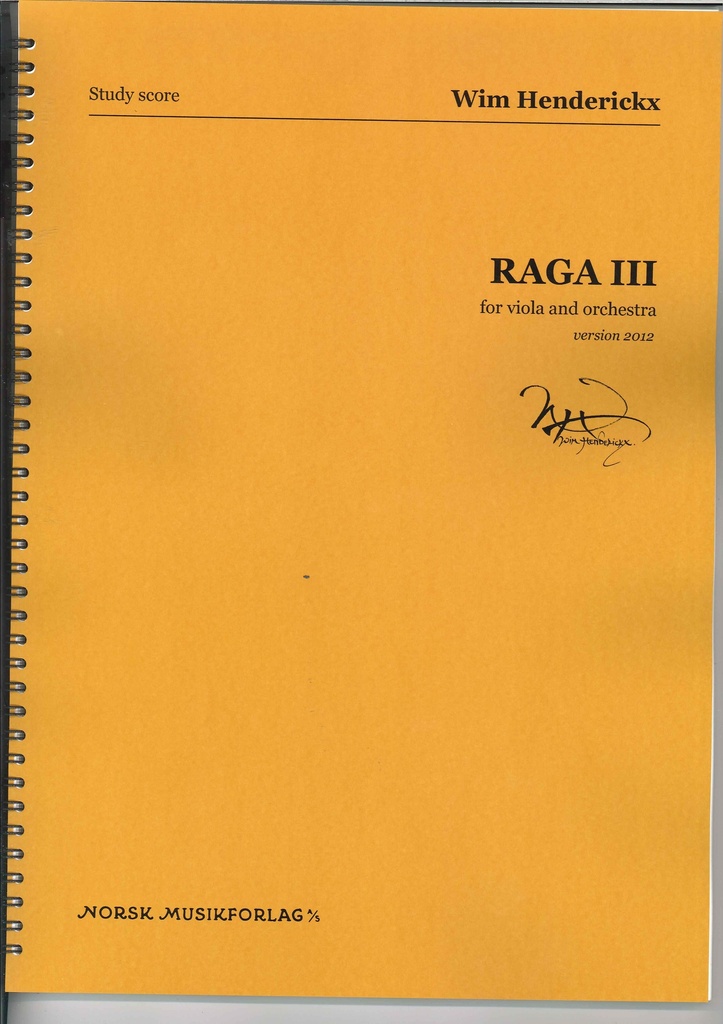 Raga III for Viola and Orchestra (Study score)